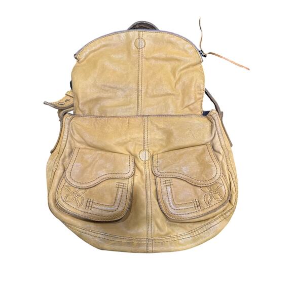 100% Lamb Skin RARE Vtg LUCKY Brand.Stash Bag Distressed ItalianLeather Flower - Picture 4 of 12